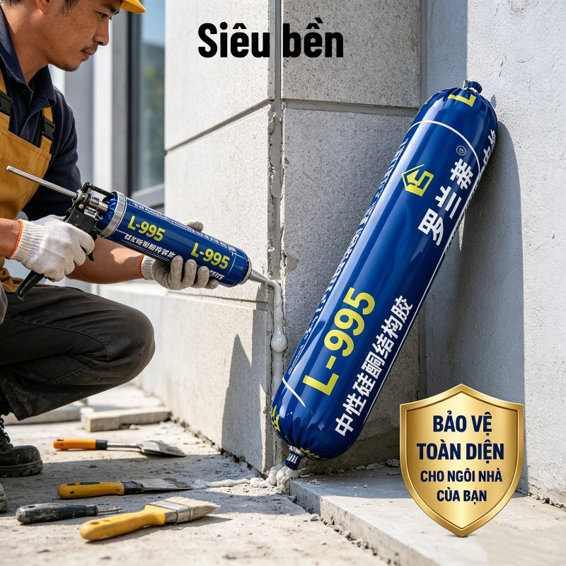 Keo dán kết cấu và kính cường lực 995, độ bám dính siêu mạnh, độ bền cao, chứa silicone trung tính