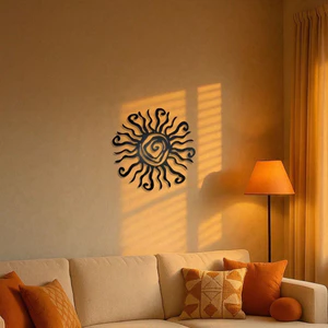 CIFbuy 11in Kim Loại Sunburst Trang Trí Tường, Nghệ Thuật Mộc Mạc Thủ Công Cho Quà Giáng Sinh, Giọng Gia Đình