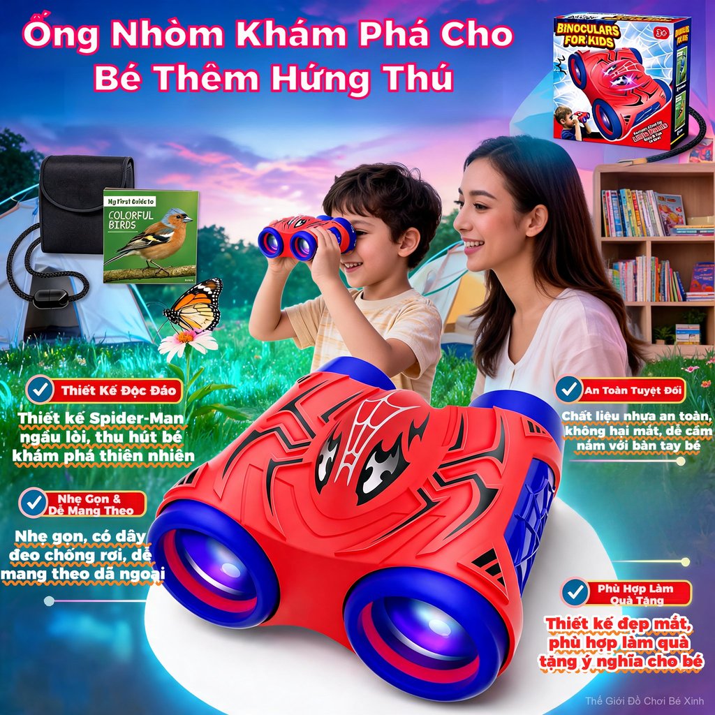 Ống nhòm hai mắt Người Nhện, Chống Trượt Chống Rơi, Nhẹ Dễ Mang Theo, Quà Tặng Ý Nghĩa