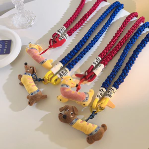 Nhìn lại dễ thương Nhìn lại màu vàng Dachshund Mặt dây chuyền chó Vỏ điện thoại Dây buộc chéo Dây dài Loại dây đeo chéo Điện thoại di động đa năng260519