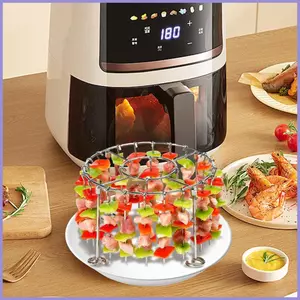 Nồi chiên không khí Thịt nướng Giá đỡ xiên đứng bằng thép không gỉ Tiện ích nhà bếp Nồi chiên không khí Phụ kiện nấu ăn mueadsyvn
