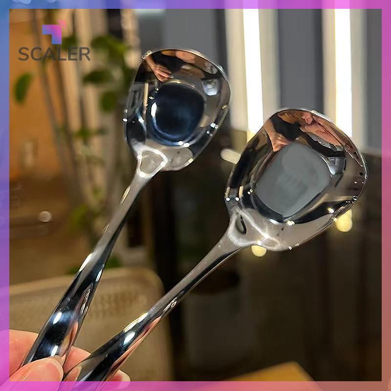 SCALER Thìa nhà bếp vuông lớn bằng thép không gỉ Giá đỡ súp cơm đáy phẳng cho món tráng miệng Kem phục vụ thìa Bộ đồ ăn.