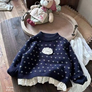 15-30kg Áo len bi xanh phối bèo dáng babydoll hàng QC