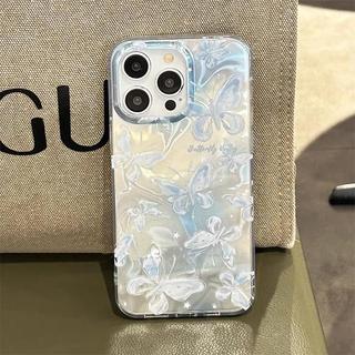 Ốp Mặt Dây Chuyền Bướm Xanh Cho Infinix Hot 60 60i 50 Pro Plus Note 50 40 Pro 50S 50X Zero 40 GT 30 Tecno Spark 40C 40 30 Pro Camon 40 30 Pro ITEL A50 P55 Vỏ Điện Thoại