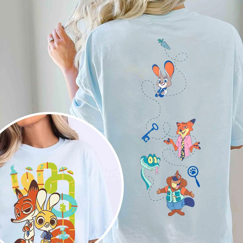 Áo thun mềm Zootopia 2 với hình tượng Judy Hopps và Nick Wilde