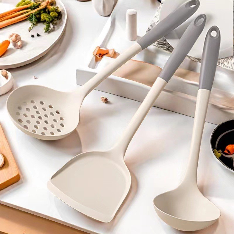 Hộ Gia Đình Thìa Silicon Nấu Ăn Đồ Dùng Nhà Bếp Bộ Ăn Hàng Ngày Nhà Bếp Chống Dính Chảo Silicon Chịu Nhiệt Độ Cao Thìa Canh 12.13 ZUGJ