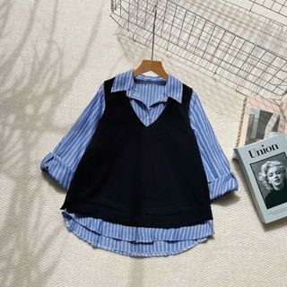 Áo Ghile Kèm Sơ Mi Bigsize Nữ Somi Tay Dài Kẻ Sọc Kèm Áo Thun Cổ V Cá Tính Unisex (A328+A335)