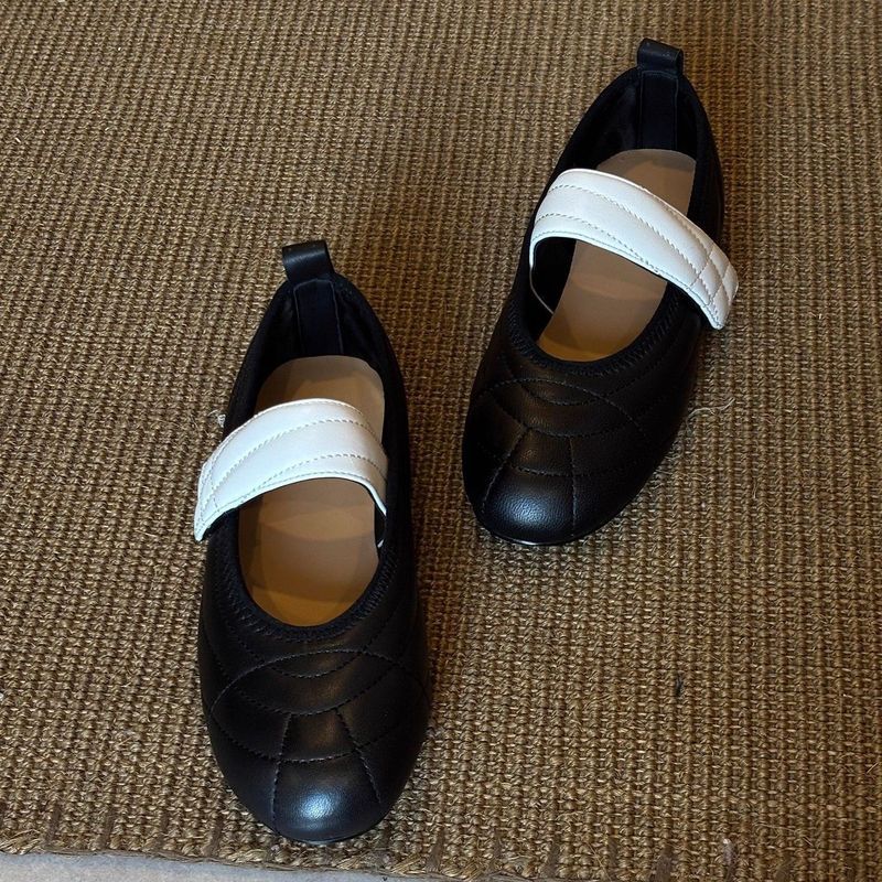 【✨Spot】Giày bệt nữ Velcro Kiểu Hàn Tối giản Đế êm Không mỏi chân Đi làm Đơn giản Giày