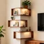 Kệ treo tường góc BAMBOOB, Kệ sách góc treo tường, Kệ nổi tiết kiệm không gian Kệ trưng bày bằng gỗ 90 độ Tổ chức treo tường
