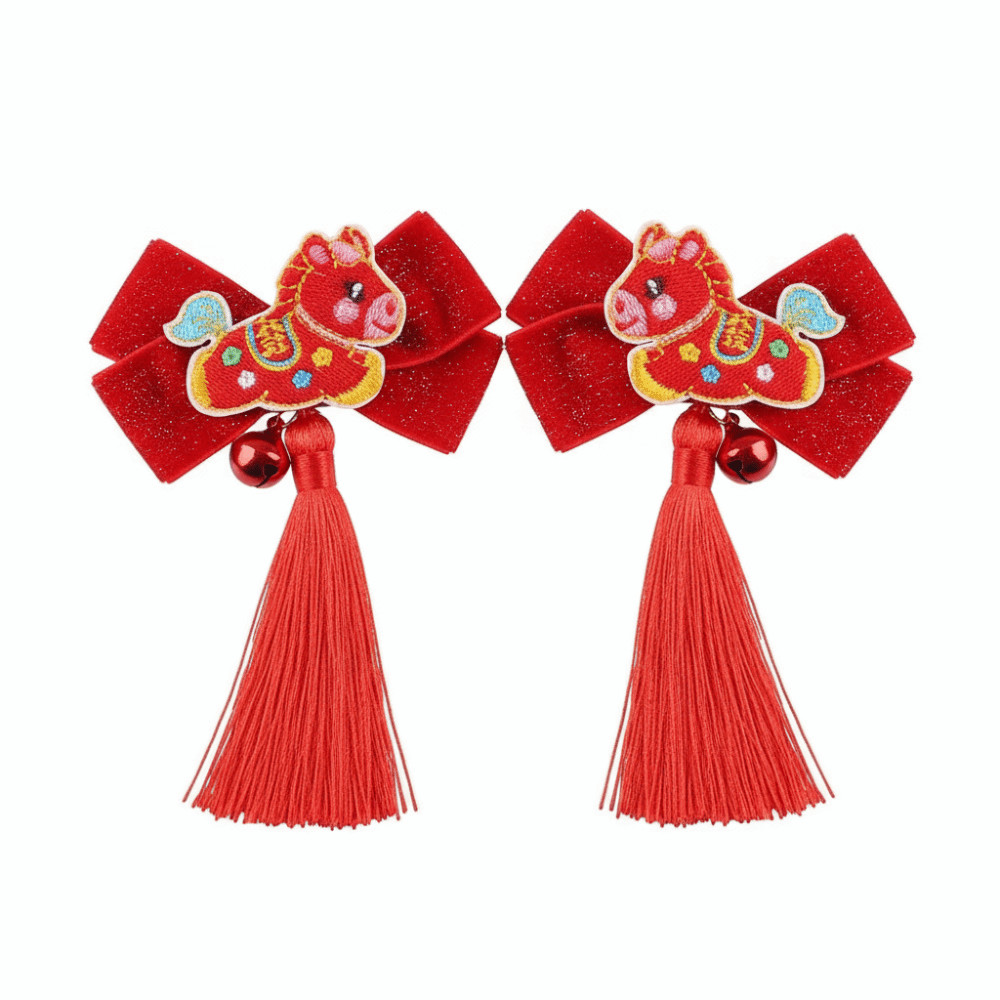 Kẹp Tóc Truyền Thống Trung Quốc Hình Quả Bóng Tua Rua, Quà Tặng Dịp Năm Mới