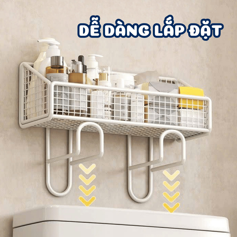 Kệ Gác Bồn Toilet Đa Năng, Kệ Sắt Lưới Để Đồ Nhà Tắ, Giá Treo Giấy Vệ Sinh Mỹ Phẩm Dễ Lắp Đặt