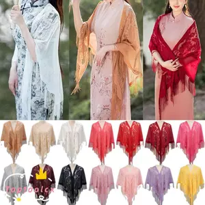 TOPTOOLCX Evening Prom Cape, Với tua rua Khăn choàng nữ rỗng, Áo choàng vải tuyn nhiều màu dự tiệc