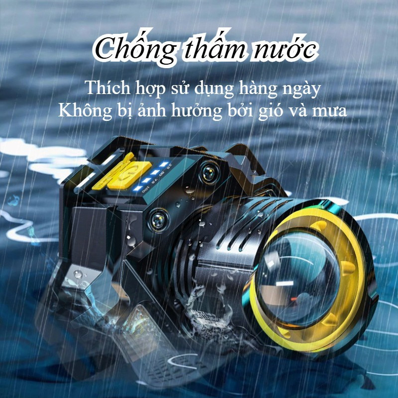 Đèn đội đầu Siêu Sáng đa Chức Năng,Chống Nước IPX6,Nhỏ Gọn Và Dễ Mang Theo,Thích Hợp Cho Câu Cá Ban đêm Và Cắm Trại