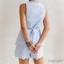 MAPLEPOET-Bộ trang phục 2 món thông thường dành cho nữ không tay Ruffle Trim Tank Tops + Quần short