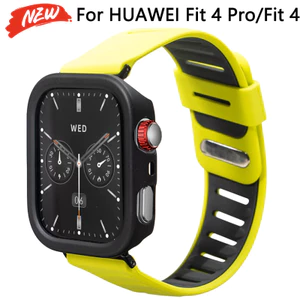 Ốp lưng PC + dây đeo silicon cho Huawei Watch Fit 4Pro / Fit 4 Ốp lưng bảo vệ dây đeo đồng hồ thể thao hai tông màu