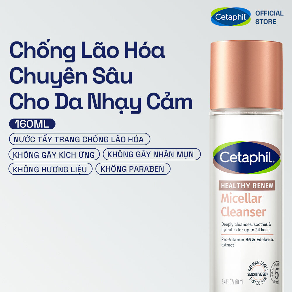Nước tẩy trang chống lão hóa chuyên sâu cho da nhạy cảm CETAPHIL HEALTHY RENEW MICELLAR CLEANSER WATER 160ML