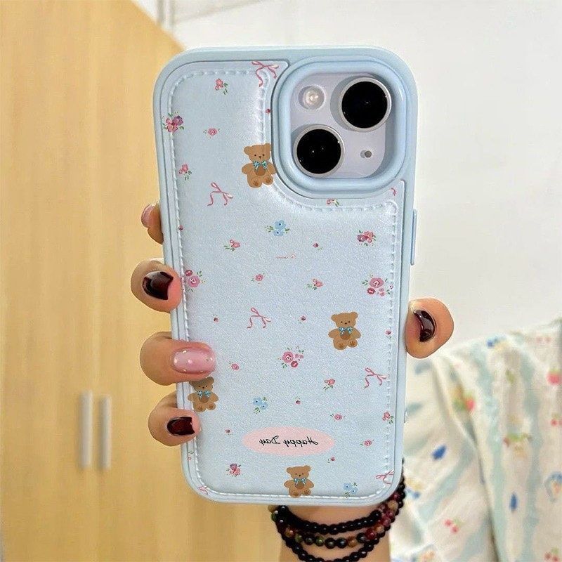 Dải ruy băng chú gấu nhỏ phù hợp cho điện thoại iPhone 17 PROMAX, vỏ chống sốt mới 16