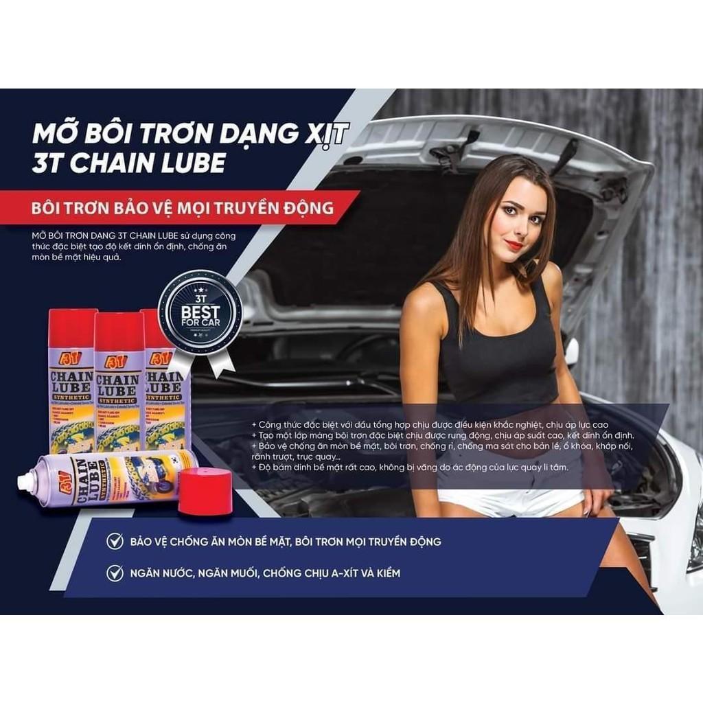 Chai xịt dưỡng xích xe máy 3T Chain Lube - Xịt dưỡng bôi trơn sên xích xe máy Phụ Tùng