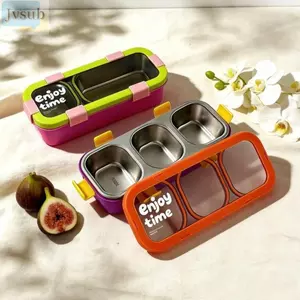 Hộp cơm trưa bằng thép không gỉ JVSUB, Hộp cơm trưa giữ nhiệt nắp kín thiết kế chống rò rỉ, Hộp đựng thức ăn cách nhiệt chân không hình chữ nhật cho nhân viên văn phòng
