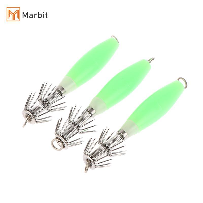 [Mar-T] 3 Mồi Mực Dạ Quang Bạch Tuộc Gỗ Tôm Mồi Phát Sáng Mồi Câu Cá Nước Mặn Mồi Mực Jig Móc