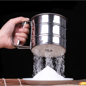 Thép không gỉ Bột Đường Sàng Cầm Tay Loại Cốc Bột Sàng Bán Tự Động Nướng Hộ Gia Đình Siêu Mịn Dụng Cụ Nướng Mì Sie
