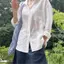 Áo sơ mi trắng chống nắng kiểu Pháp dành cho nữ dài tay mỏng phong cách dáng rộng Áo sơ mi chống nắng bên ngoài Tencel Linen Top