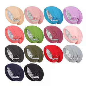 AqToCna Satin Lót Mũ Bonnet Dành Cho Nữ Mềm Có Thể Điều Chỉnh Mũ Ngủ Xoăn Chăm Sóc Tóc Unisex Lụa Ban Đêm Mũ Tóc Hồi Giáo Mũ Turban AqToCna