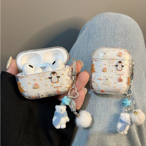Hộp đựng tai nghe chim cánh cụt bánh có sẵn Thích hợp cho hộp bảo vệ Airpodspro3 Dễ thương bao gồm tất cả Thích hợp cho Airpods4 Chống va chạm Niche S