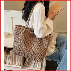 GC2 Túi dệt rơm mới Túi xách đơn giản và đa năng Túi đeo vai du lịch kỳ nghỉ dành cho nữ CG2