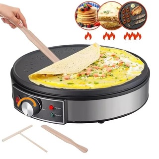 Máy làm bánh Crepe điện SENRTY, Máy làm bánh nướng điện bằng nhôm tròn, Nhiệt độ có thể điều chỉnh tiện lợi Kích thước lớn Chảo chiên chống dính