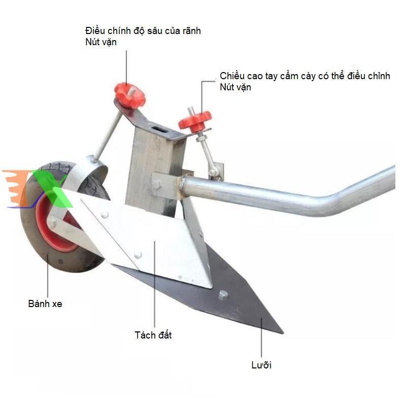 Cày Tay Người Kéo CN-150 Tháp Xanh Dụng Cụ Xới Đất Làm Cỏ Vun Gốc Đa Năng Siêu Nhẹ, Thép Chống Gỉ