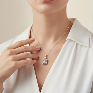 Châu Âu Mỹ ins Phong Cách Mới 3 Carat Kim Cương Morgan Cam Hình Chữ Nhật Vòng Cổ Nữ