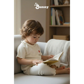 (3-24M) Hàng cao cấp: Bộ quần lửng bé gái cao cấp Bunnybaby chất thun tăm lụa mềm mịn.