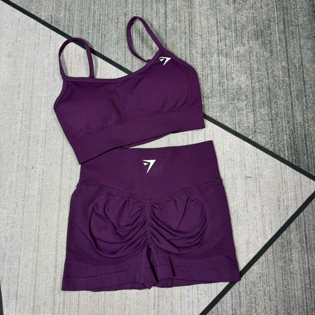 Bộ Quần Áo Tập Gym,Yoga Quần Đùi Cạp Cao Mix Áo Lưng U Cao Cấp,Chât Dệt Kim 10% Elest Tôn From Tôn Dáng GB326