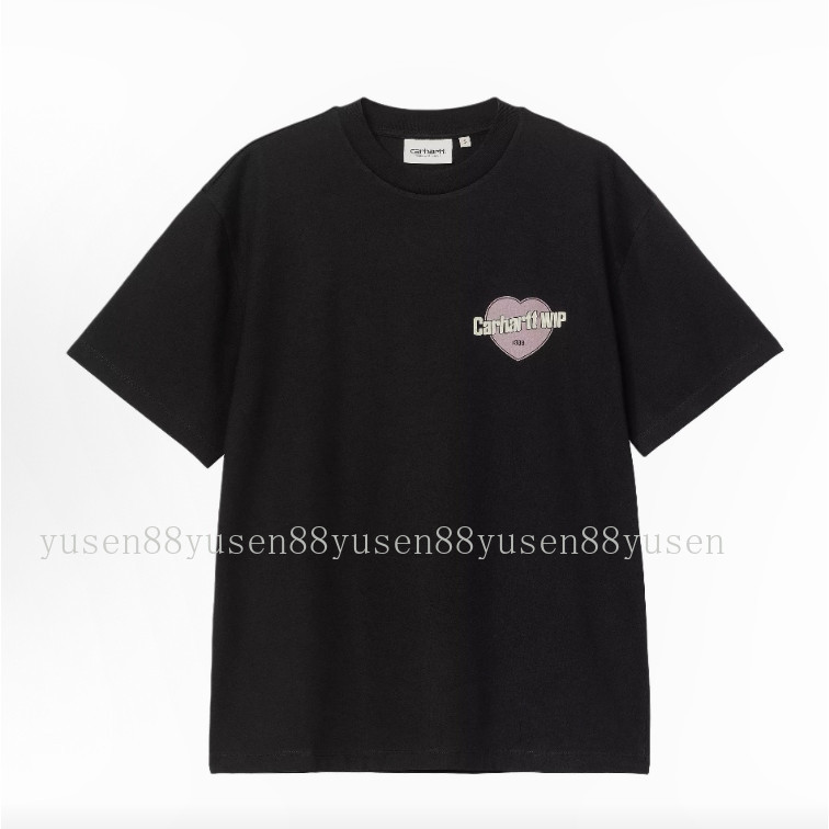 Áo thun unisex ngắn tay lưng hình trái tim, thiết kế đơn giản và thoải mái