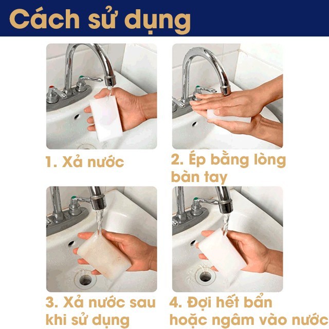 Mút xốp Melamine FAMAHA tẩy rửa làm sạch vết bẩn cứng đầu trên nhiều bề mặt, không dùng hóa chất 484