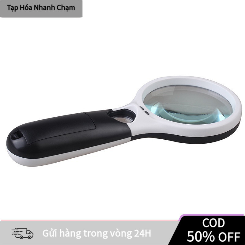 【COD】"Kính lúp độ phóng đại cao 20X/45X, kèm đèn LED chiếu sáng, dạng cầm tay giúp quan sát sách báo, linh kiện dễ dàng.