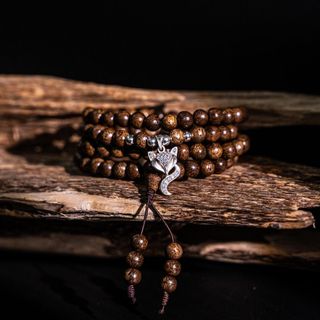 Vòng Trầm Hương 108 mix Hồ Ly Bac - Trầm Hương Yên Lộc (Mua một, tặng một Túi Gấm, dây dự phòng, 2 hạt trầm)