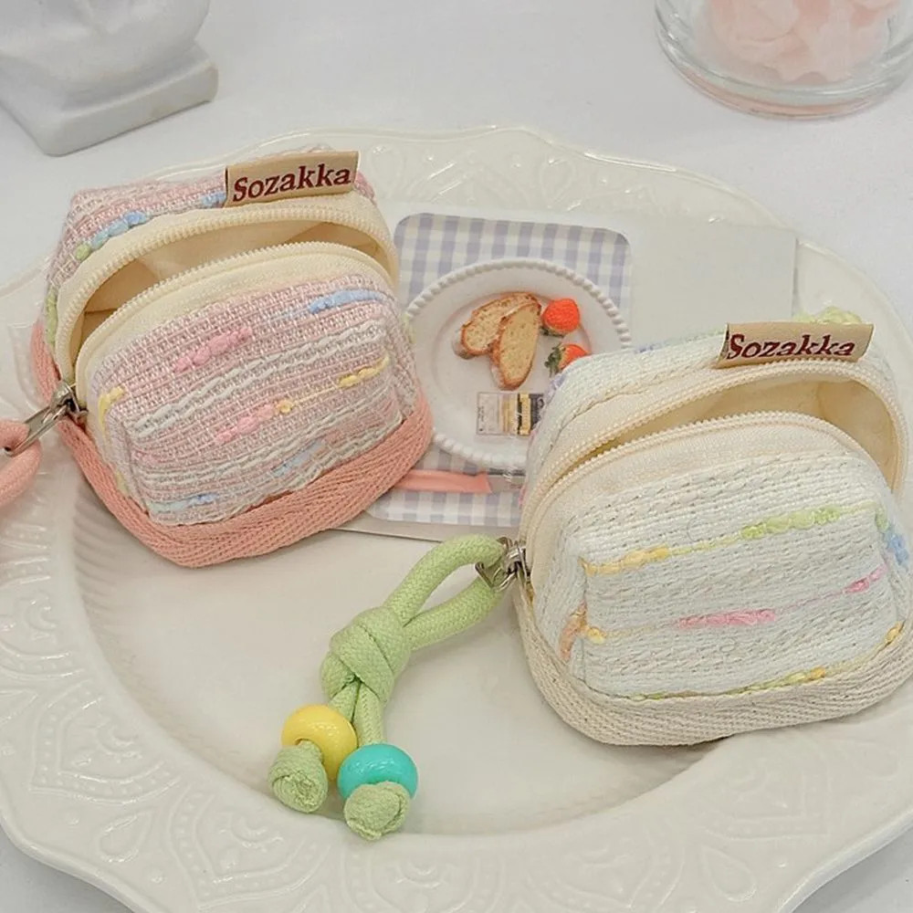 Túi đựng tai nghe dệt kim K Macaron Túi đựng tiền xu nhỏ Ví đựng tai nghe Vỏ bảo vệ trái tim cô gái Túi đeo nhỏ