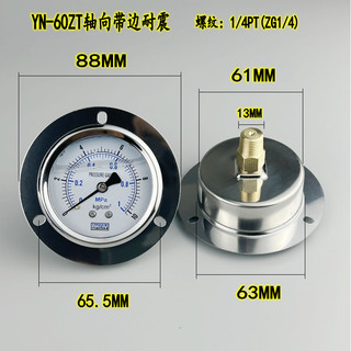 YN60ZT Trục Có Bên Chống Sốc Đồng Hồ Đo Áp Suất Chân Không 25MPA / 250KG Thủy Lực Chống Sốc Chống Sốc