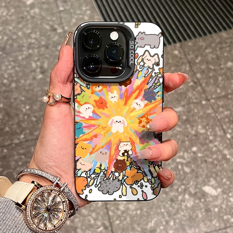 Ốp lưng chống sốc thú cưng pháo hoa, thiết kế dễ thương độc đáo phong cách vui vẻ thích iPhone 17/15/14/13/12/11 Pro Max