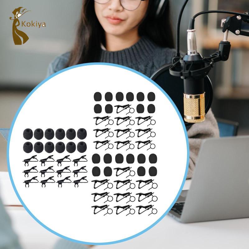 24 Miếng Lavalier Mic Kẹp Dây Xốp Kính Chắn Gió Có Kẹp Dây Buộc Kim Loại Nhẹ Phụ Kiện Di Động Thích Hợp Cho Bài Thuyết Trình Sân Khấu