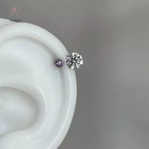 HNKMP 1 Cái Sáng Bóng 1.2MM Nhiều Màu Sắc Zircon Thép Không Gỉ Hình Giác Xương Tai Móng Tay Bông Tai Dành Cho Nữ Y2K Punk Phụ Kiện Trang Sức Quà Tặng.