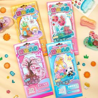 ENWEI 1 Cái [Dòng Xứ Sở Thần Tiên Dễ Thương] Dập Nổi Xếp Chồng Vui Vẻ Dán Dứa Bunny Panda Phong Cách Hoạt Hình Cho Tạp Chí Thêu Sò