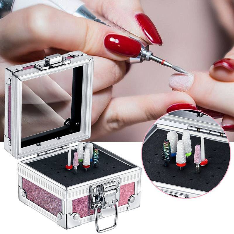 Lưới 25 Khe Móng Tay Nghệ Thuật Mài Đầu Bit Giá Đỡ Hiển Thị Hộp Bảo Quản Móng Tay Khoan Bit Giá Đỡ Hộp Đựng Đứng Hiển Thị Ra hye