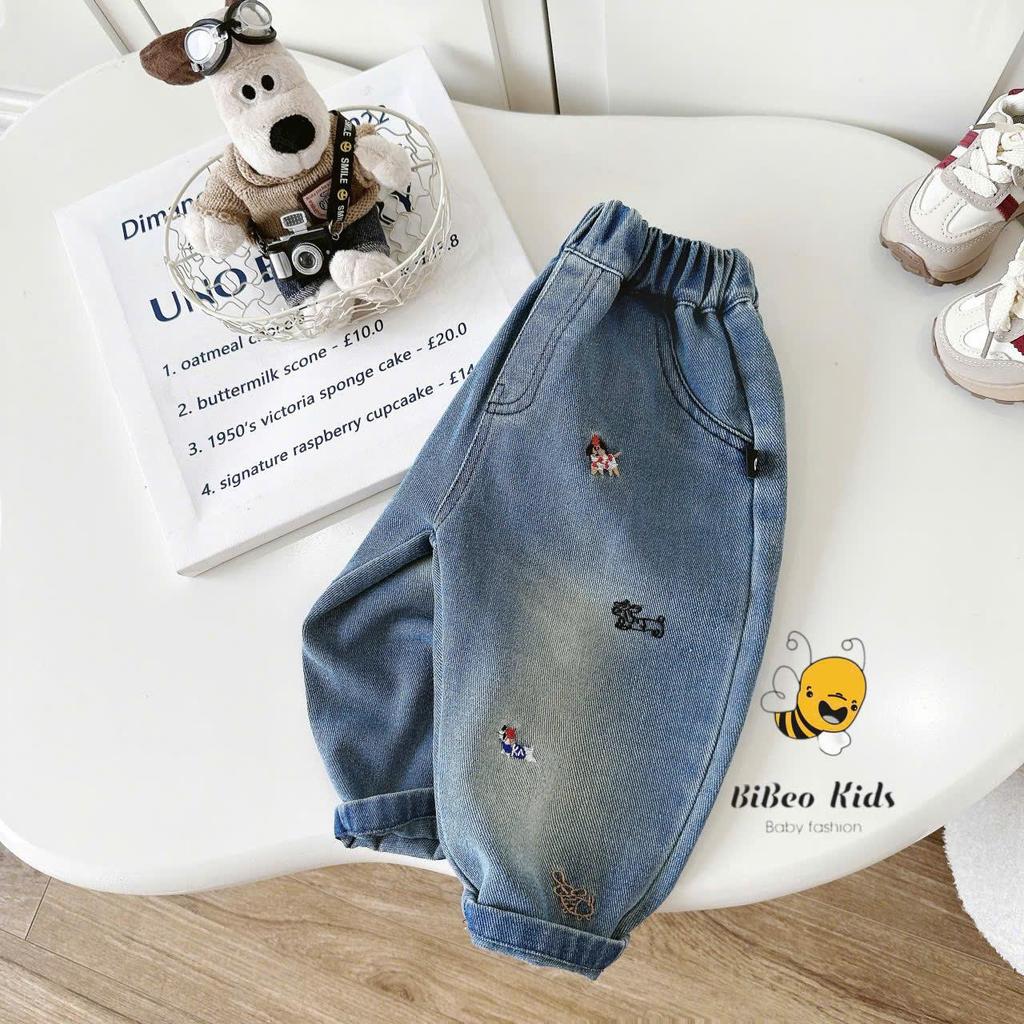 [BiBeo Kids] QUẦN JEAN THÊU HÌNH CÚN CHO cho bé trai bé gái,Quần jean cho bé trai,bé gái