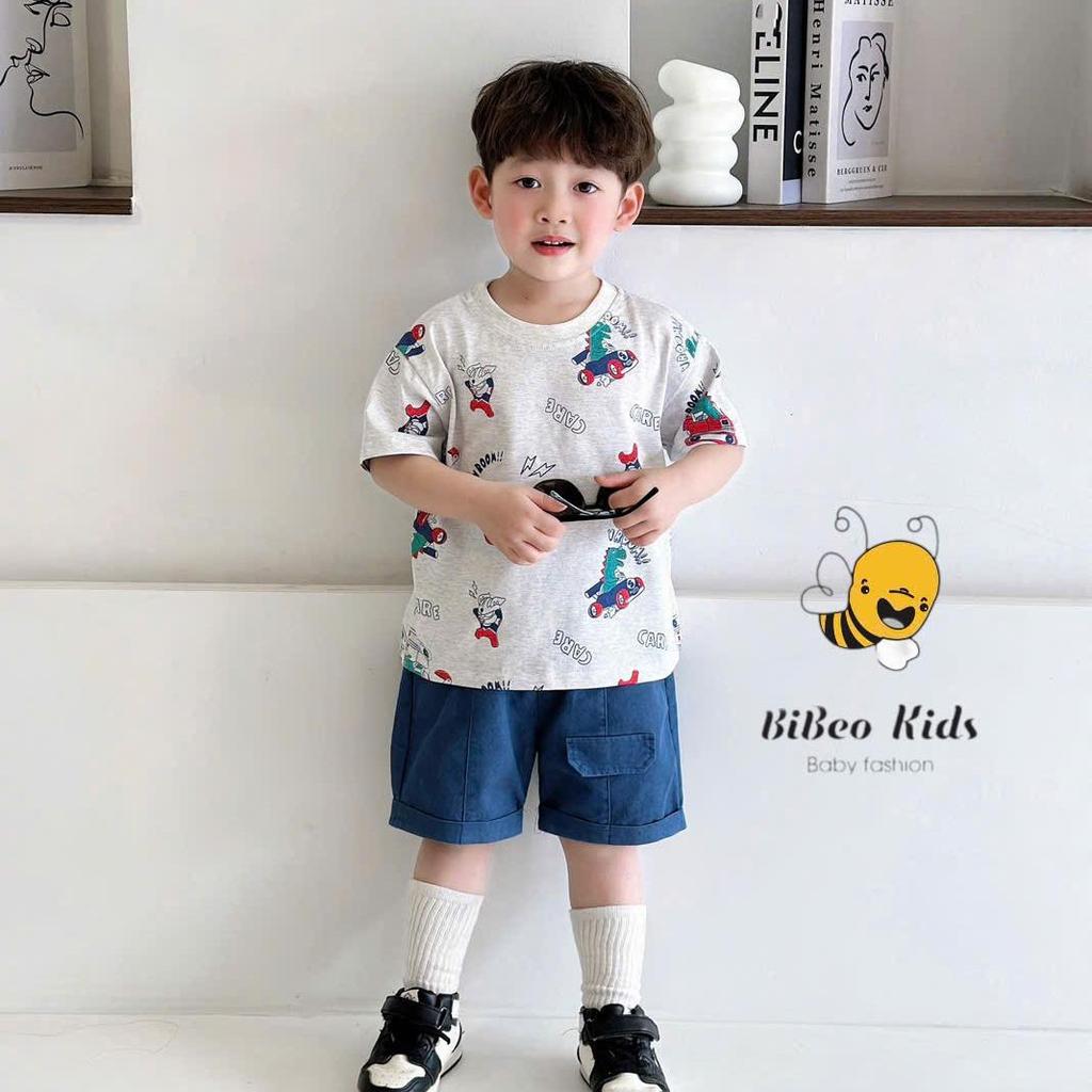 [BiBeo Kids]Bộ quần áo cộc tay in hình KHỦNG LONG SIÊU NHÂN cho bé trai,Bộ quần áo chất COTTON