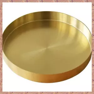 Khay vàng tròn, Khay trang trí bằng kim loại Khay đựng đồ trang điểm cho Vanity, Phòng tắm, Váy, Hoàn thiện bằng đồng mờ, 11,8 Inch (R F C V)