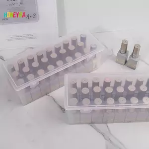 < Honeyba > 1 / 2 Cái Móng Tay Nghệ Thuật Hình Chữ Nhật Trong Suốt Hộp Bảo Quản Móng Tay Kim Cương Giả Bàn Chải Bút Đệm Mài Tập Tin Tổ Chức Hộp Đựng Đẹp
