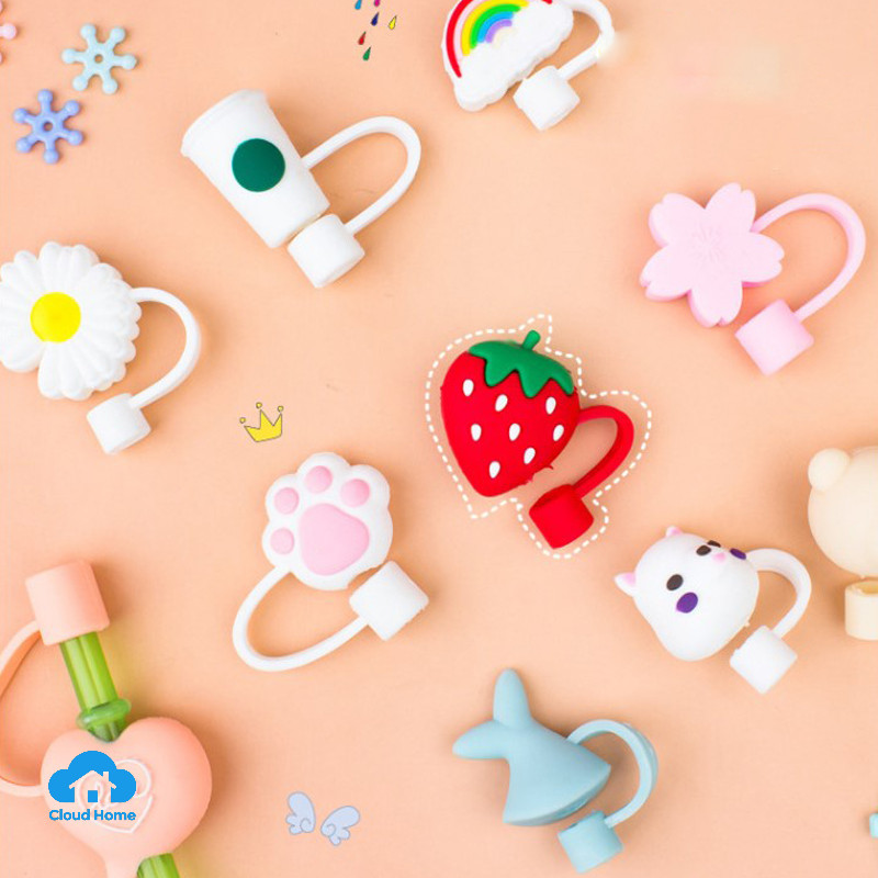 🌤️COD🌤️Nắp đậy ống hút silicon chống bụi, phụ kiện ống hút silicon dễ thương, thân thiện với môi trường cho bé và